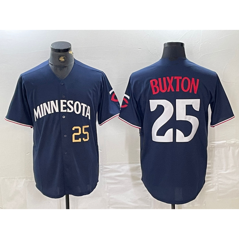 Minnesota Twins #25 Byron Buxton Number 2023 Navy Blue CONTON Cool Base Stitched Jerseys