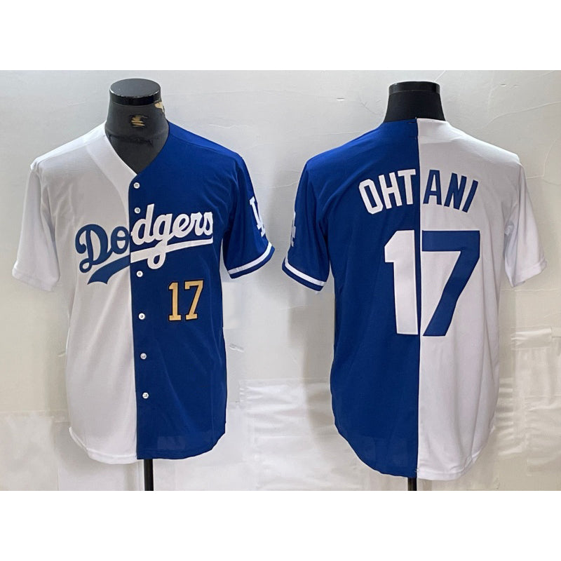 Los Angeles Dodgers #17 Shohei Ohtani Number White Blue CONTON Two Tone Stitched Jerseys