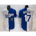 Los Angeles Dodgers #17 Shohei Ohtani Number White Blue CONTON Two Tone Stitched Jerseys