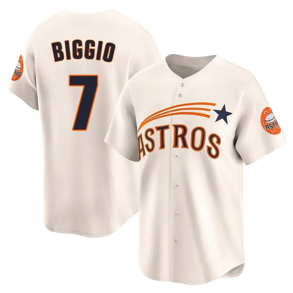 Houston Astros #7 Craig Biggio Player Cream CONTON Throwback Cooperstown Collection Limited Stitched Jerseys