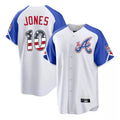 Atlanta Braves #10 Chipper Jones Player White CONTON USA 250 Fourth Of July City Connect Home Game Stitched Jerseys