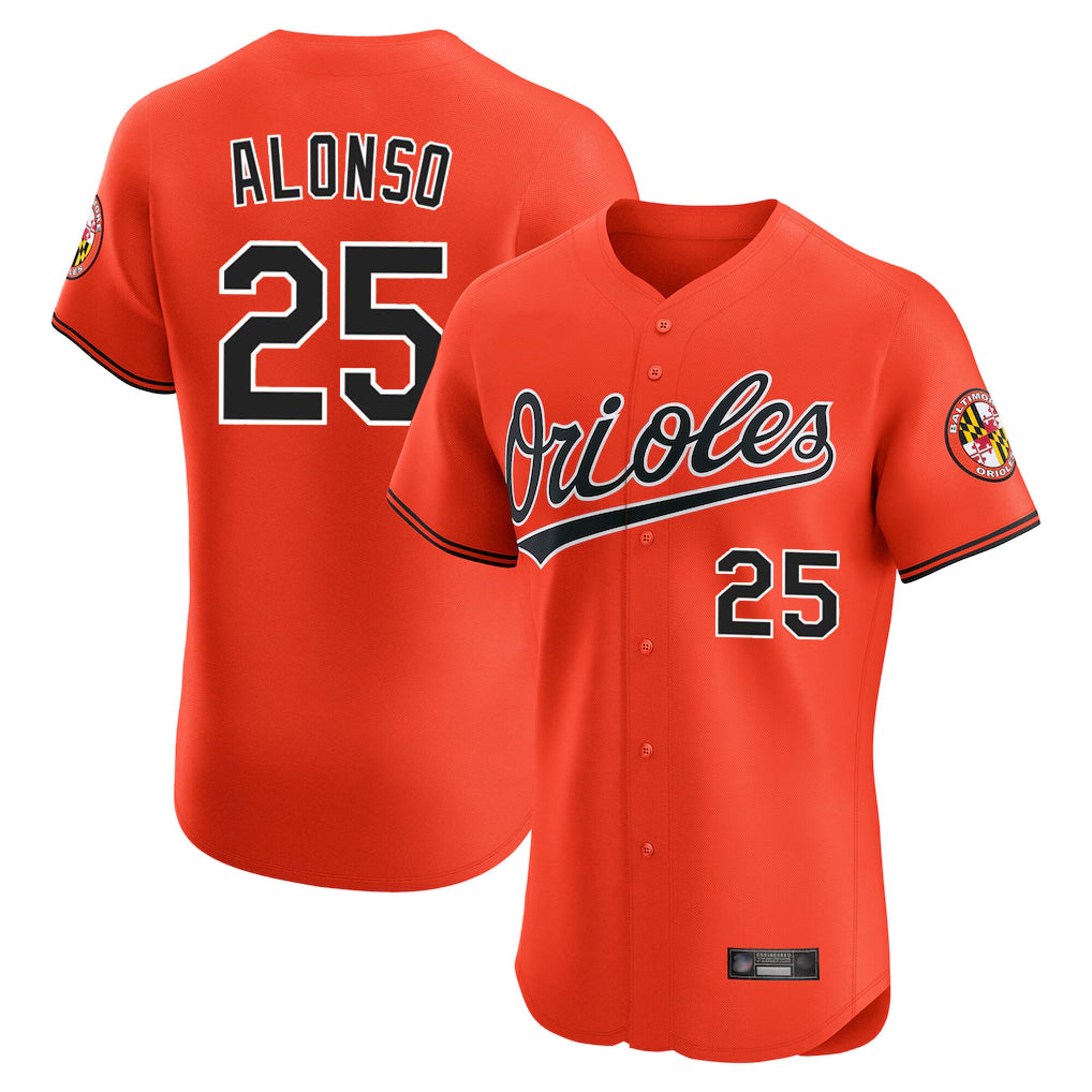 Baltimore Orioles #25 Pete Alonso Player Orange CONTON Limited Elite Home Game Stitched Jerseys