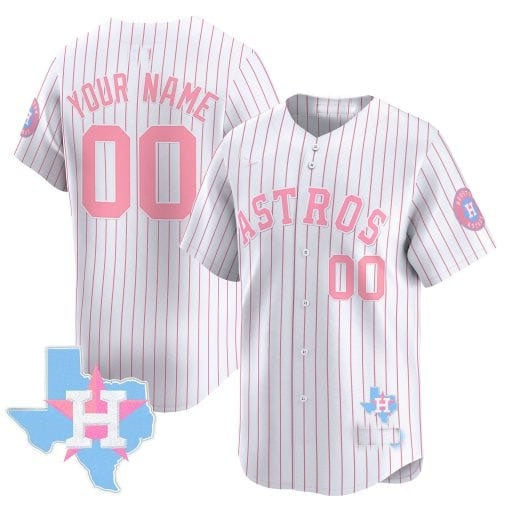 Custom Houston Astros Bubblegum Pinstripe White CONTON Vapor PremierLimited Jersey- All Stitched