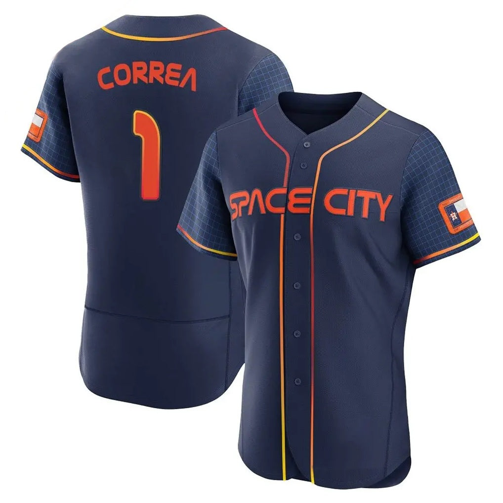 Houston Astros #1 Carlos Correa Player Navy CONTON City Connect Limited Elite Home Stitched Jerseys