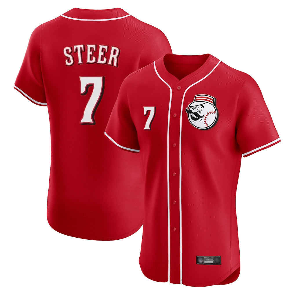 Cincinnati Reds #7 Spencer Steer Player Red CONTON Limited Elite Home Game Stitched Jerseys