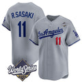 Los Angeles Dodgers #11 Roki Sasaki Gray CONTON 2025 World Series Stitched Jersey
