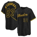 Milwaukee Brewers #53 Brandon Woodruff Player Black CONTON Snake Skin City Home Game Stitched Jerseys