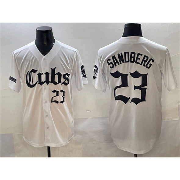 Chicago Cubs #23 Ryne Sandberg White CONTON 'Gothic North Side Edition' Vapor Premier Limited Stitched Jersey
