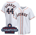 Houston Astros #44 Yordan Alvarez White CONTON 2022 World Series Champions Home Stitched Jersey