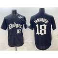 Los Angeles Dodgers #18 Yoshinobu Yamamoto Black CONTON 2025 LA Gothic Style With 2025 World Series Patch Vapor Premier Limited Stitched Jersey