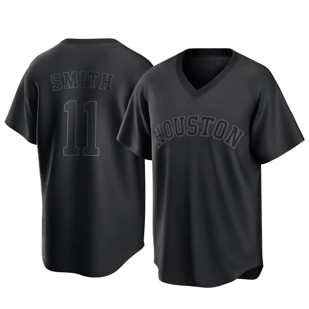 Houston Astros #11 Cam Smith Player Black CONTON Fashion T-shirt Home Game Stitched Jerseys