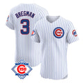 Chicago Cubs #3 Alex Bregman Player White CONTON 150th Anniversary Limited Elite Home Game Stitched Jerseys