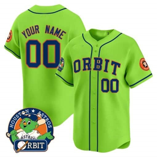 Custom Houston Astros Orbit Patch Green CONTON Vapor Premier Limited Jersey ¨C All Stitched