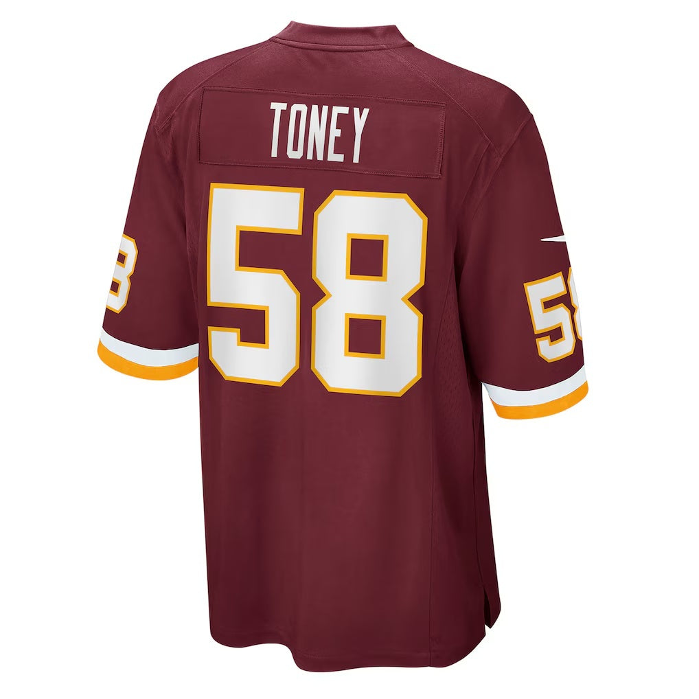 W.Football Team #58 Shaka Toney Burgundy CONTON Game Jersey