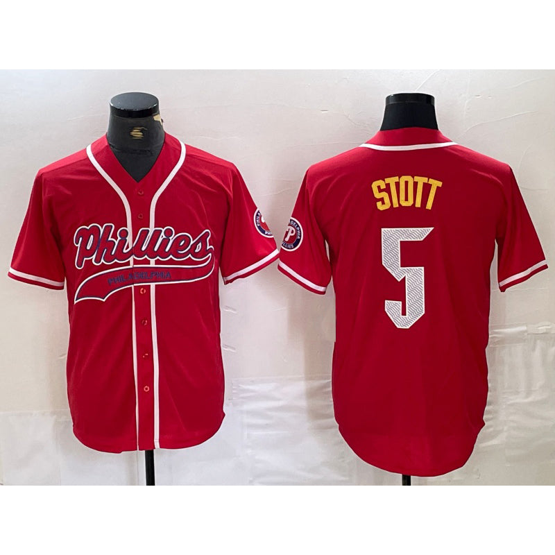 Philadelphia Phillies #5 Bryson Stott Red CONTON Cool Base Stitched Jersey