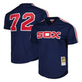Chicago White Sox #72 Carlton Fisk Player Navy CONTON Mitchell & Ness Cooperstown Collection Mesh Game Stitched Jerseys