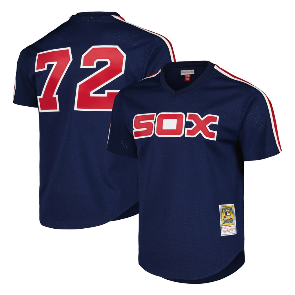 Chicago White Sox #72 Carlton Fisk Player Navy CONTON Mitchell & Ness Cooperstown Collection Mesh Game Stitched Jerseys