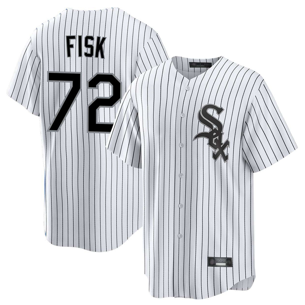 Chicago White Sox #72 Carlton Fisk Player White CONTON Stripe Home Game Stitched Jerseys