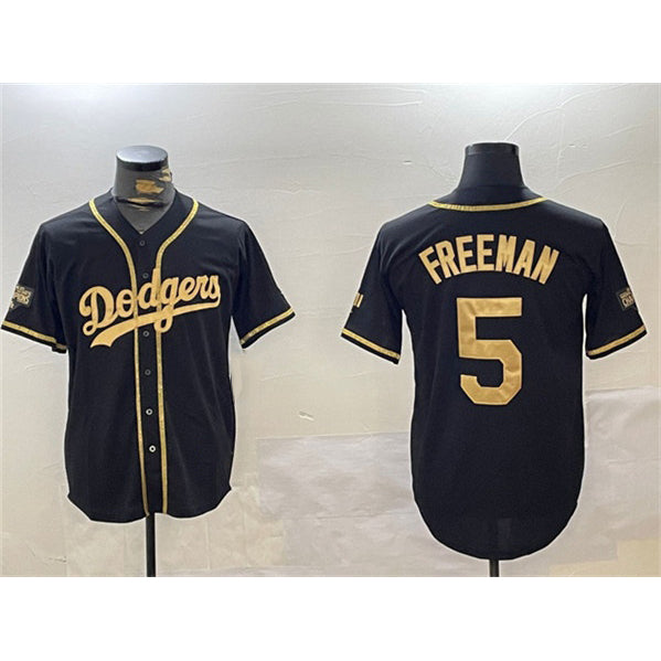 Los Angeles Dodgers #5 Freddie Freeman Black Gold CONTON 2024 World Series Champions Limited Stitched Jersey