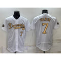 Atlanta Braves #7 Dansby Swanson White CONTON Number 2022 All Star Stitched Flex Base Jersey