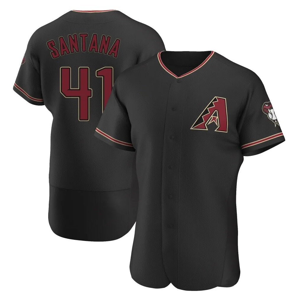 Arizona Diamondbacks #41 Carlos Santana Player Black CONTON Limited Elite Home Game Stitched Jerseys