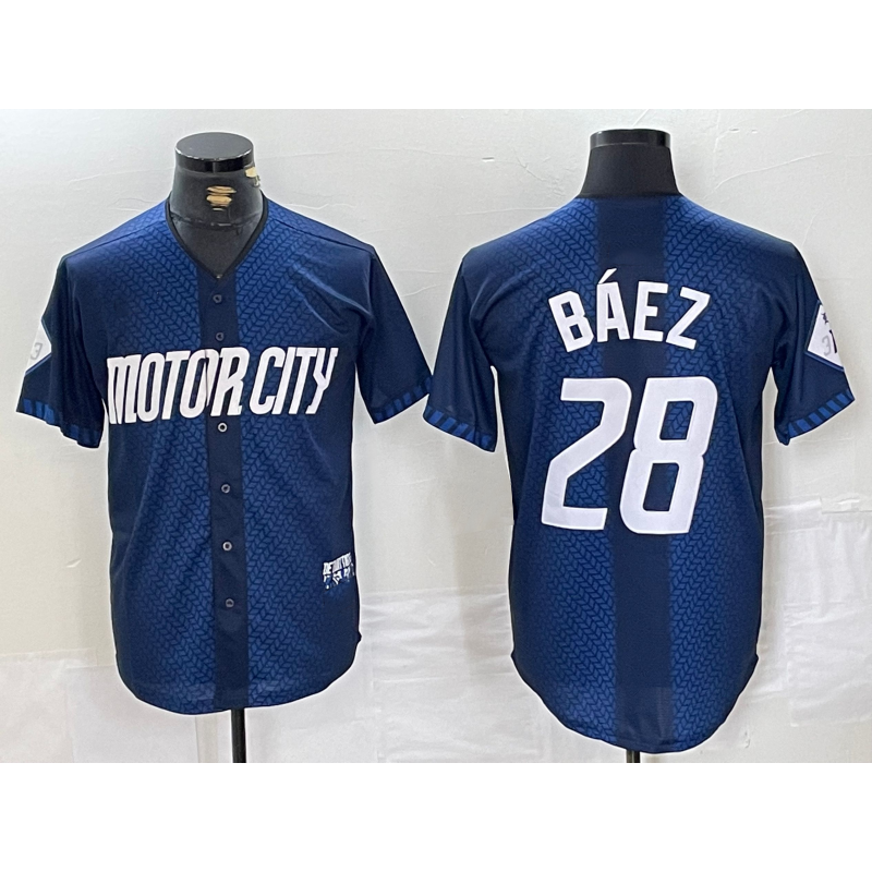 Detroit Tigers #28 Javier Baez 2024 Navy CONTON City Connect Cool Base Limited Stitched Jersey