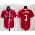 Philadelphia Phillies #3 Bryce Harper Number Red CONTON Cool Base Stitched Jersey 2