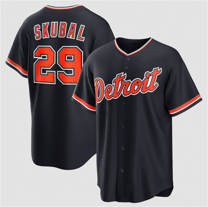 Detroit Tigers #29 Tarik Skubal Navy CONTON Alternate Stitched Jersey