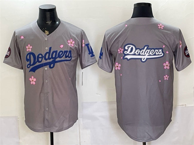 Los Angeles Dodgers Team Big Logo Grey CONTON 2025 Tokyo Series Limited Stitched Jersey