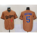 Los Angeles Dodgers #5 Freddie Freeman Number Olive CONTON Cool Base Limited Stitched Jersey 2