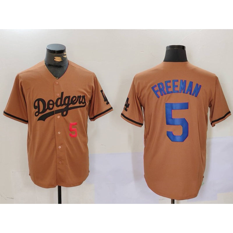 Los Angeles Dodgers #5 Freddie Freeman Number Olive CONTON Cool Base Limited Stitched Jersey 2