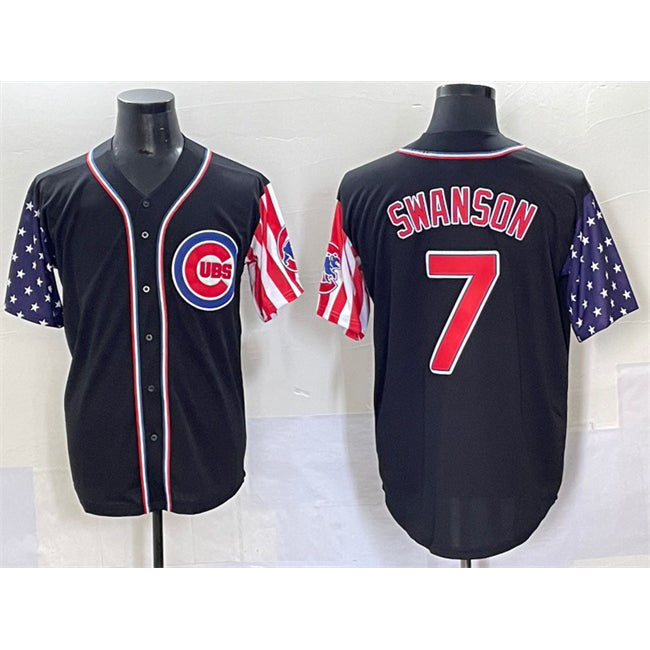 Chicago Cubs #7 Dansby Swanson Black CONTON 2025 Independence Day Vapor Premier Limited Stitched Jersey