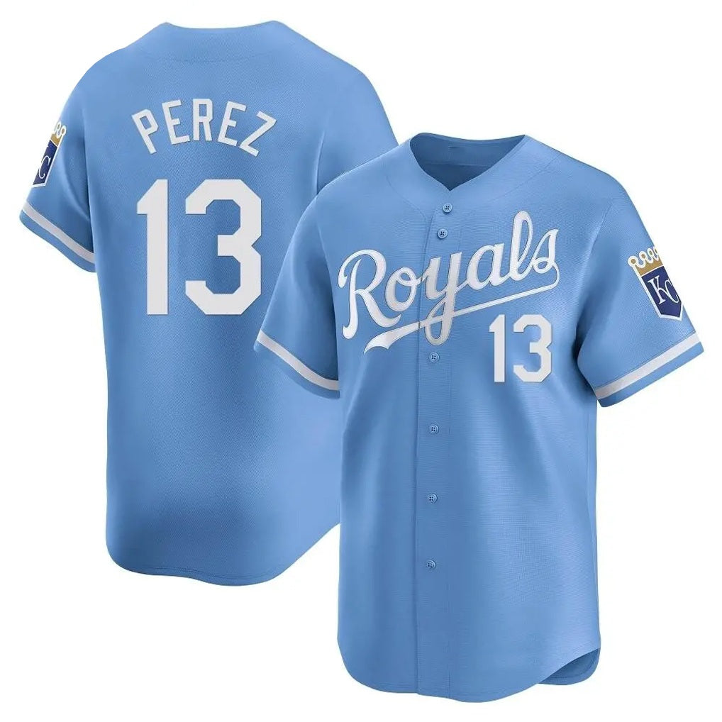 Kansas City Royals #13 Salvador Perez Player Light Blue CONTON Alt Limited Home Stitched Jerseys