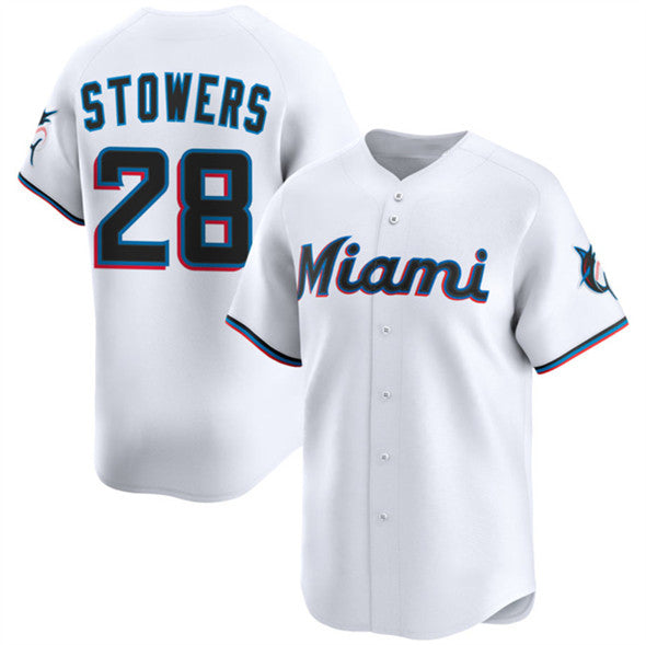Miami Marlins #28 Kyle Stowers White CONTON 2024 Home Limited Stitched Jersey