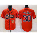 Houston Astros #30 Kyle Tucker Number Orange CONTON With Patch Cool Base Stitched Jersey