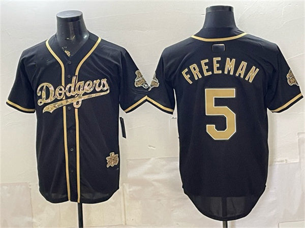 Los Angeles Dodgers #5 Freddie Freeman Black CONTON Military Appreciation Game Day Stitched Jersey