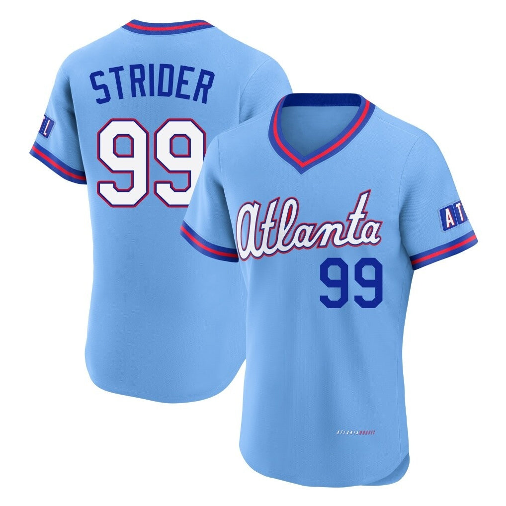 Atlanta Braves #99 Spencer Strider Player Powder Blue CONTON 2026 City Connect T-shirt Limited Elite Home Game Stitched Jerseys