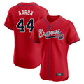 Atlanta Braves #44 Hank Aaron Player Red CONTON Limited Elite Home Game Stitched Jerseys