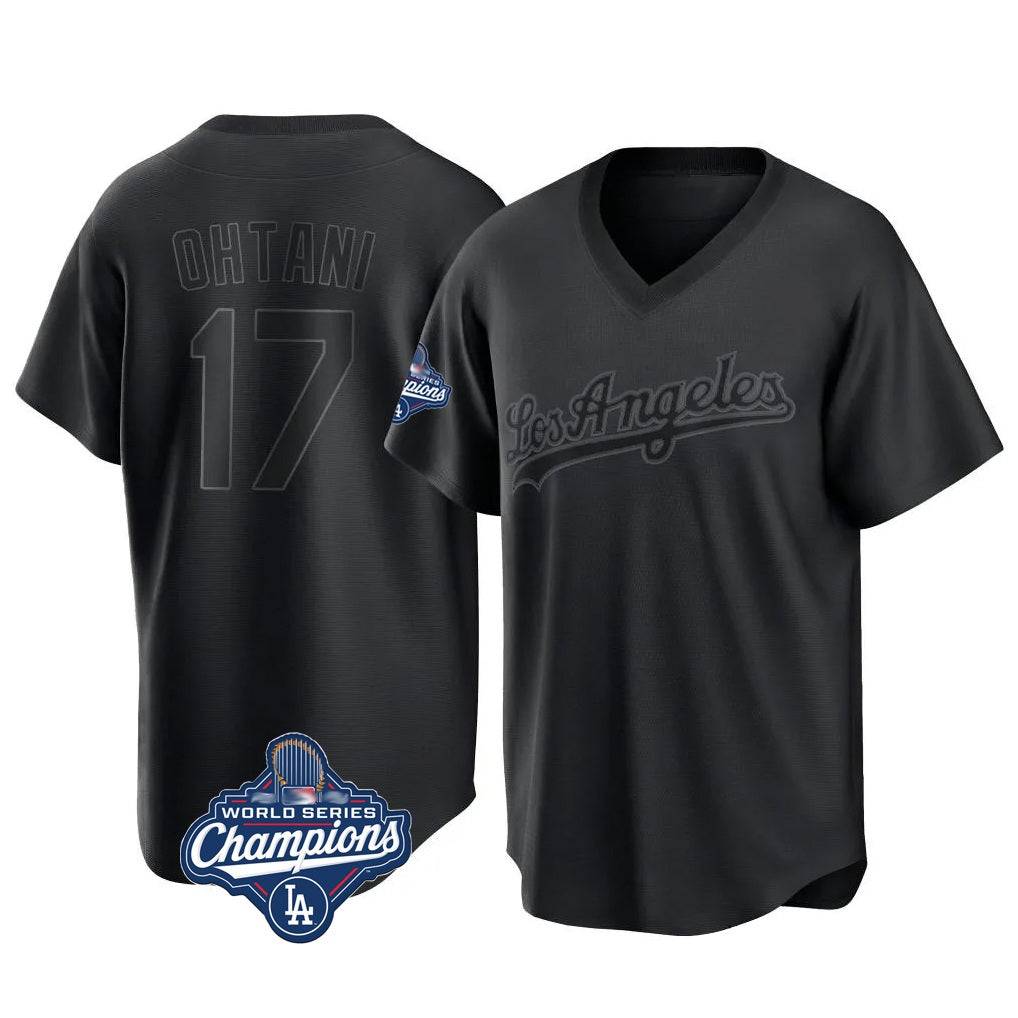 Los Angeles Dodgers #17 Shohei Ohtani Player Black CONTON World Series Meet Pitch Fashion T-shirt Stitched Jerseys