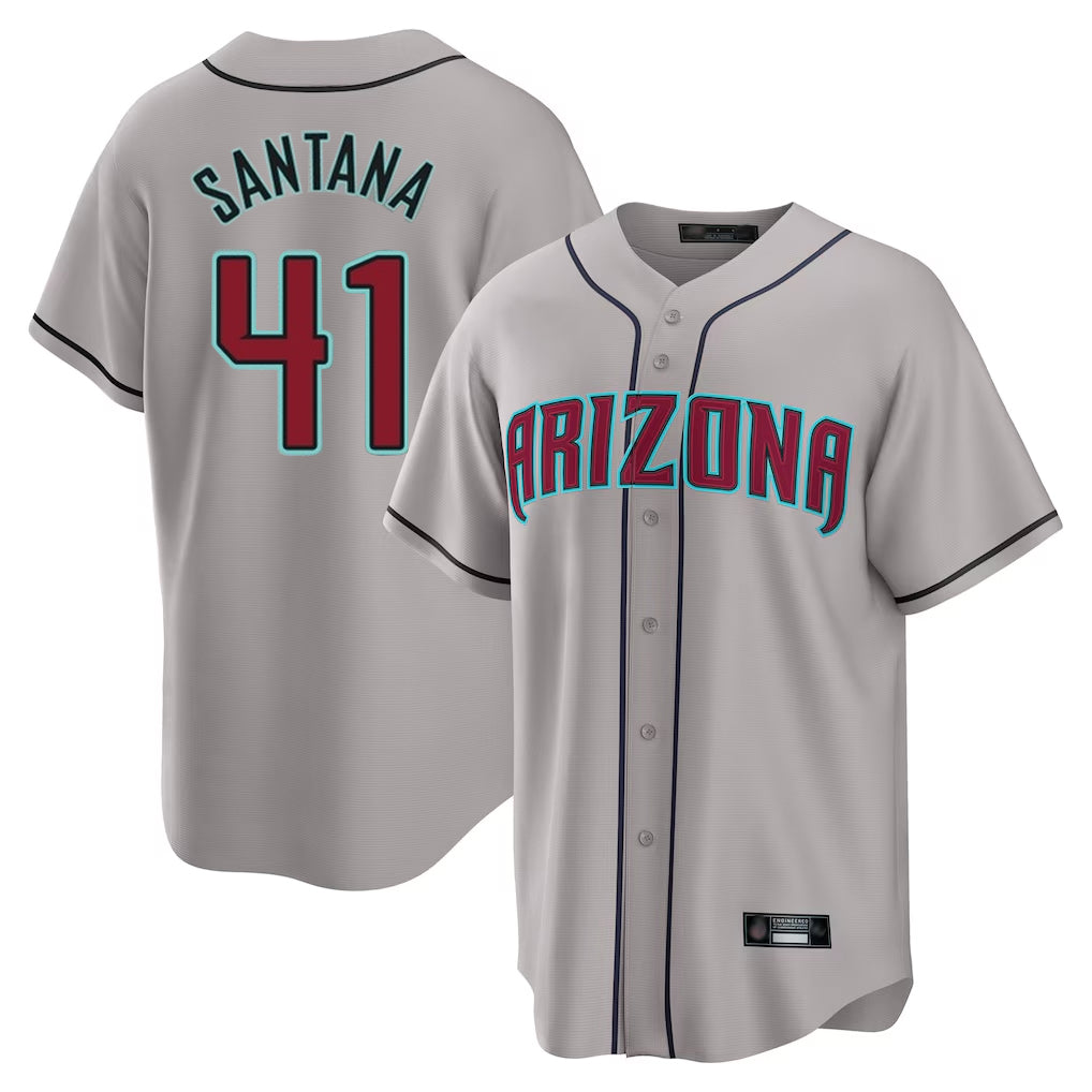 Arizona Diamondbacks #41 Carlos Santana Player Gray CONTON Road Home Game Stitched Jerseys