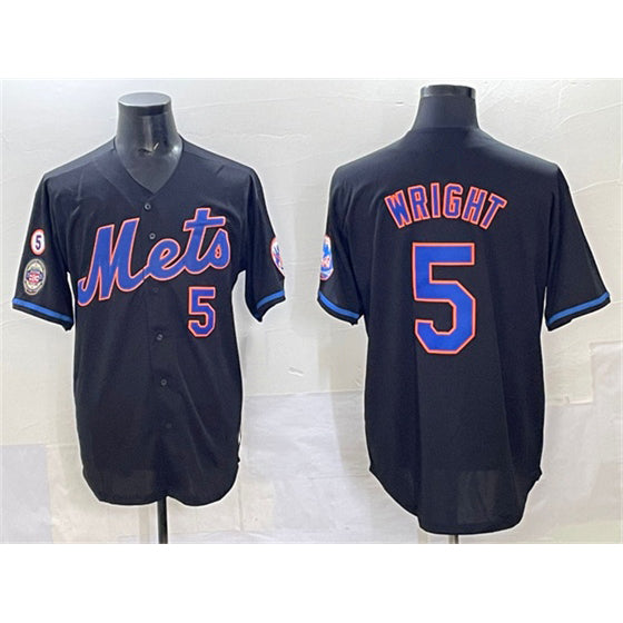 New York Mets #5 David Wright Black CONTON With Patch Limited Stitched Jersey