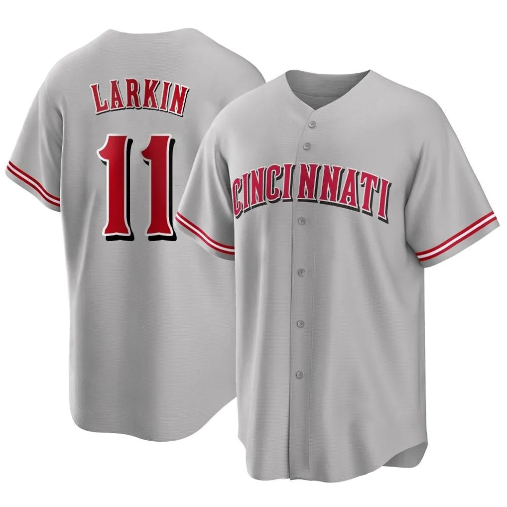 Cincinnati Reds #11 Barry Larkin Player Gray CONTON Home Game Stitched Jerseys