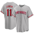 Cincinnati Reds #11 Barry Larkin Player Gray CONTON Home Game Stitched Jerseys