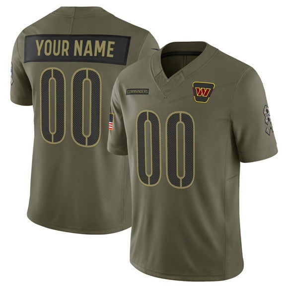 Custom W.Commanders Active Player Olive CONTON 2025 Salute to Service Limited Stitched Jersey