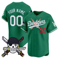 Custom Los Angeles Dodgers x One Piece Green CONTON Zoro Patch Vapor Premier Limited Jersey - Stitched