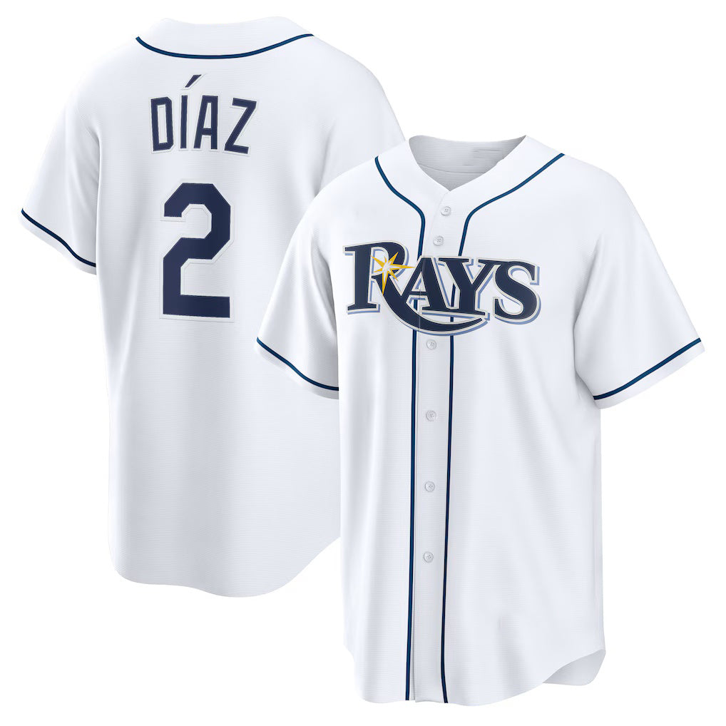 Tampa Bay Rays #2 Yandy D¨ªaz White CONTON Home Replica Jersey