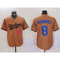 Los Angeles Dodgers #8 Kike Hernandez Number Olive CONTON Cool Base Limited Stitched Jersey 2