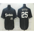 Chicago White Sox #25 Andrew Vaughn Black CONTON With Small Number 2021 City Connect Stitched Cool Base Jersey