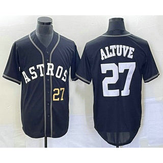 Houston Astros #27 Jose Altuve Number Black CONTON Cool Base Stitched Jersey
