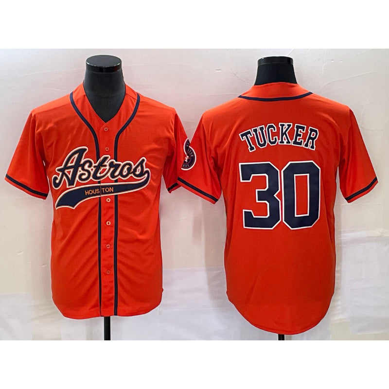 Houston Astros #30 Kyle Tucker Orange CONTON With Patch Cool Base Stitched Jersey